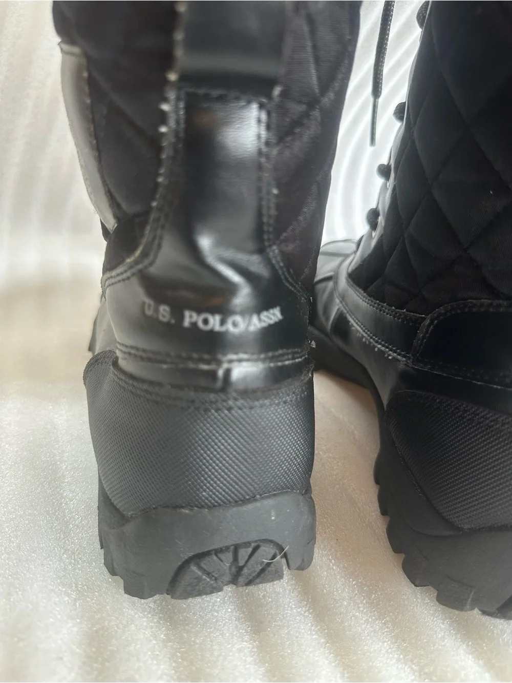 U.S. Polo Assn. Black Quilted Lace-Up Boots with Emblem